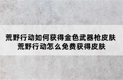 荒野行动如何获得金色武器枪皮肤 荒野行动怎么免费获得皮肤